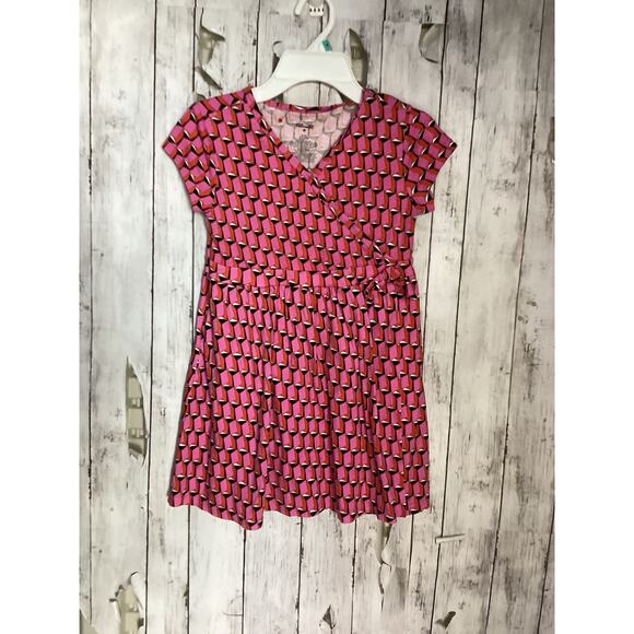 Diane Von Furstenberg DVF Target Short Sleeve Pink Modern Wrap Dress Medium - Picture 2 of 5